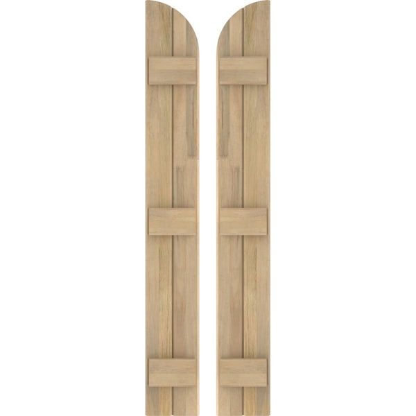 Ekena Millwork Americraft 2-Board (3 Batten) Wood Joined Board-n-Batten Shutters w/ Arch Top, ARW401BQ207X77UNH, PR ARW401BQ207X77UNH - main